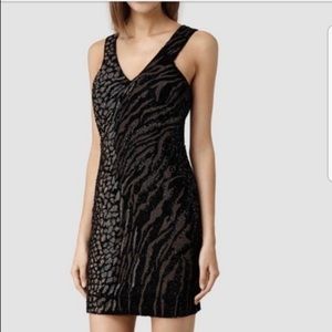 All Saints Beaded Animal Print Dress NWT 8